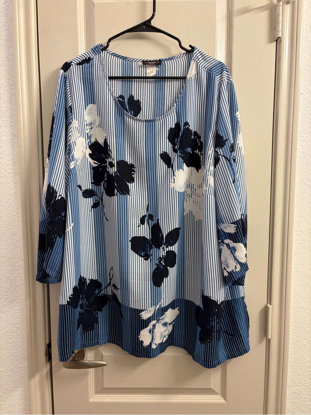 Cocomo Blue & White Striped Floral Tunic
